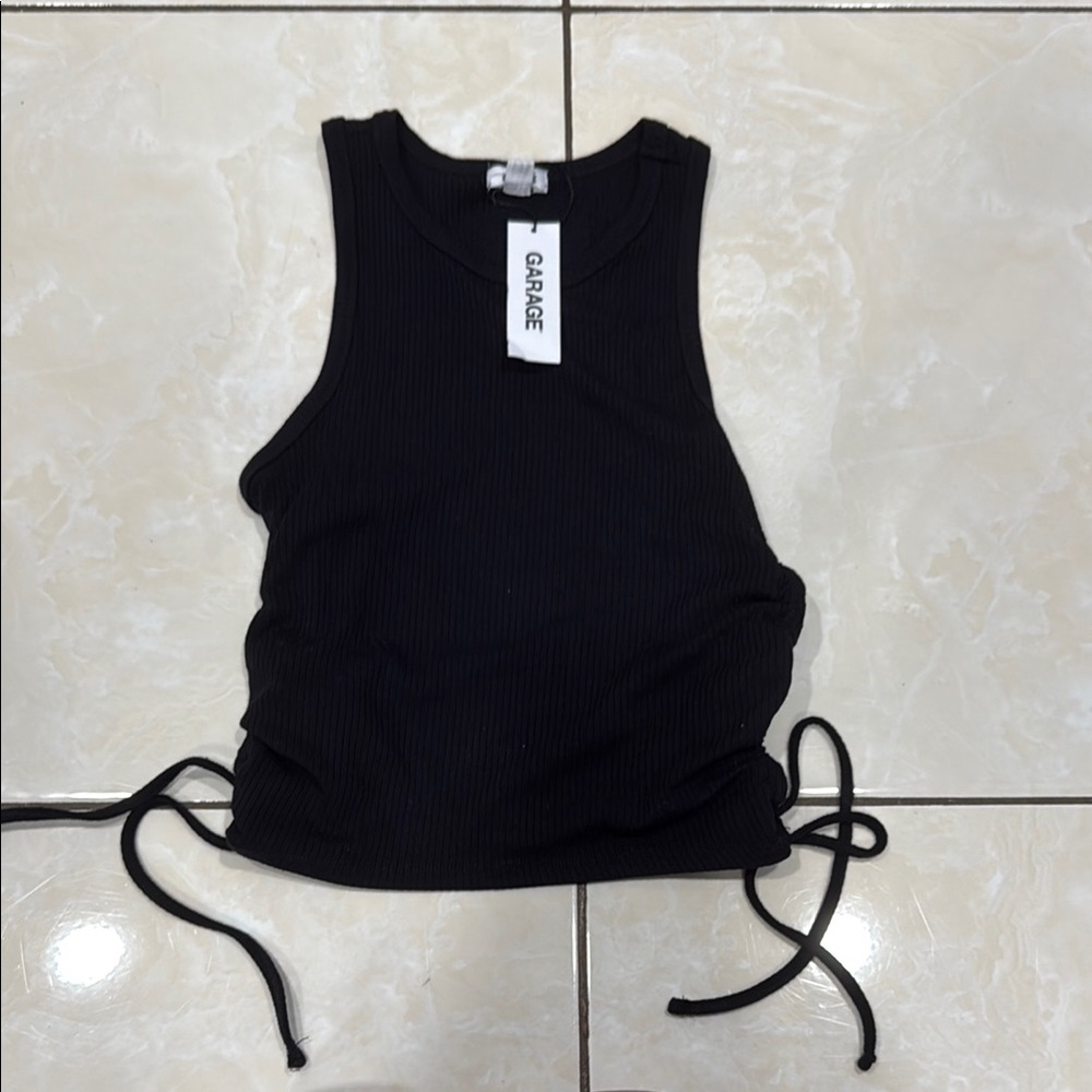 Garage Black Ribbed Tank Top